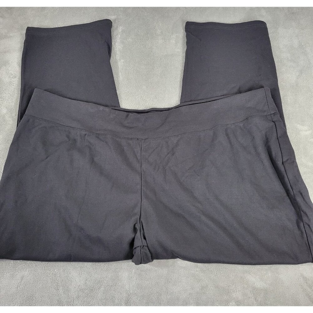 Catherines 5X Plus Yoga Pants Black Wide Waistband Straight Leg Pull On SWE87E
